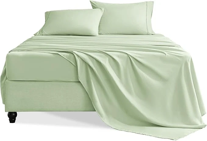 Secure Twin Sheets Set 3 Pieces Hotel Luxury Soft Microfiber Bed Sheets Set Up to 16 quot Deep Pockets Oeko-Tex Sheets with Elastic Breathable Wrinkle Sage Twin World-Class