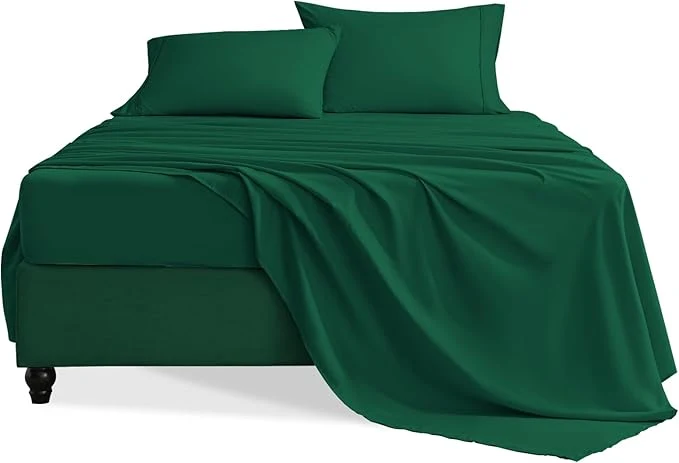 Fashionable Queen Sheet Set 4-Piece Hotel Luxury Soft Microfiber Queen Bed Sheets Set Up to 16 quot Deep Pockets Oeko-Tex Sheets with Elastic Breathable Wrinkle Forest Green Queen Superior