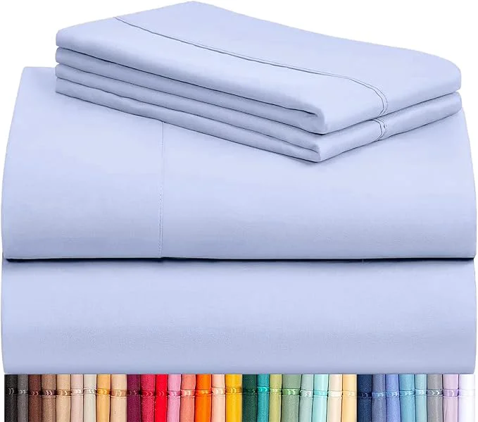 Flexible LuxClub 4 PC Sheet Set Bed Sheets Deep Pockets 16 quot Eco Friendly Wrinkle Cooling Machine Washable Hotel Bedding Silky Soft - Sky Blue Full Secure