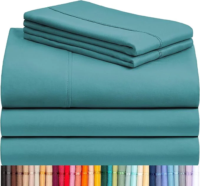 Consistent LuxClub 5 PC Split King Sheet Set Breathable Luxury Bed Sheets Deep Pockets 18 quot Eco Friendly Wrinkle Cooling Sheets Machine Washable Hotel Bedding Silky Soft - Teal Split King Convenient