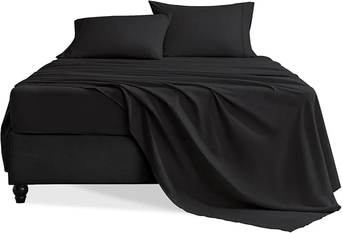 Proven Queen Sheet Set 4 Pieces Hotel Luxury Soft Microfiber Queen Bed Sheets Set Up to 16 quot Deep Pockets Oeko-Tex Sheets with Elastic Breathable Wrinkle Black Queen Comfortable