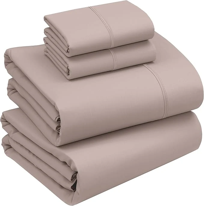 Eco-Friendly RUVANTI Cotton Sheets – Queen Size Percale Bedding Cooling amp Breathable Durable with a Crisp Soft amp Comfortable Feel 16 quot Deep Pocket 4-Piece Set Warm Mocha Genuine