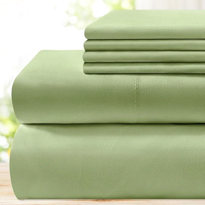 Healthy BYSURE 6 Pieces Bed Sheets Set Full Sage Green - Hotel Luxury Super Soft 1800 Thread Count Microfiber Sheets with Deep Pockets Wrinkle amp Fade Resistant Easy-to-Use