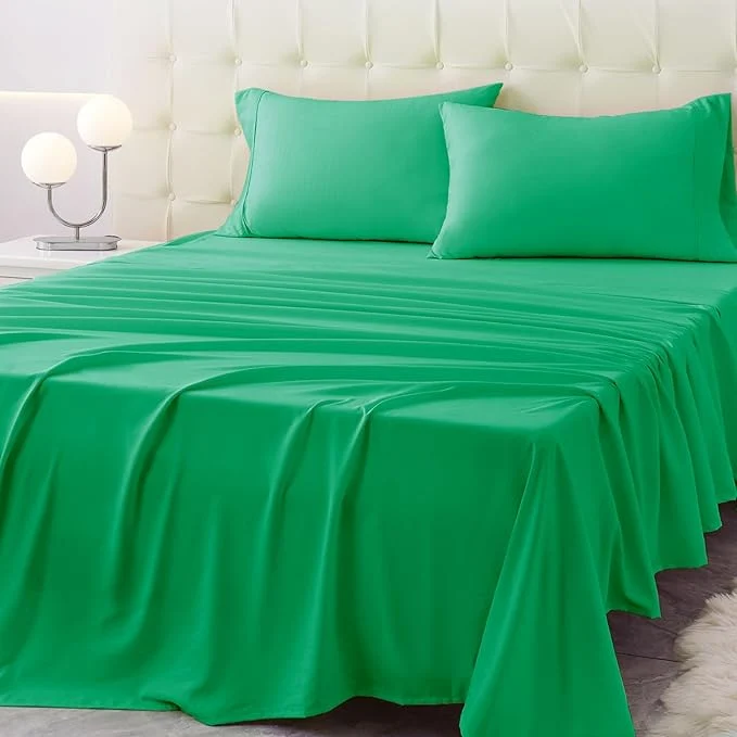 Organic King Size Bed Sheet Set - 4 Piece Soft Microfiber Sheets with Deep Pockets Cooling Technology and Wrinkle- Pillowcase. Hotel-Quality Durable Bedding Mint Green Effective