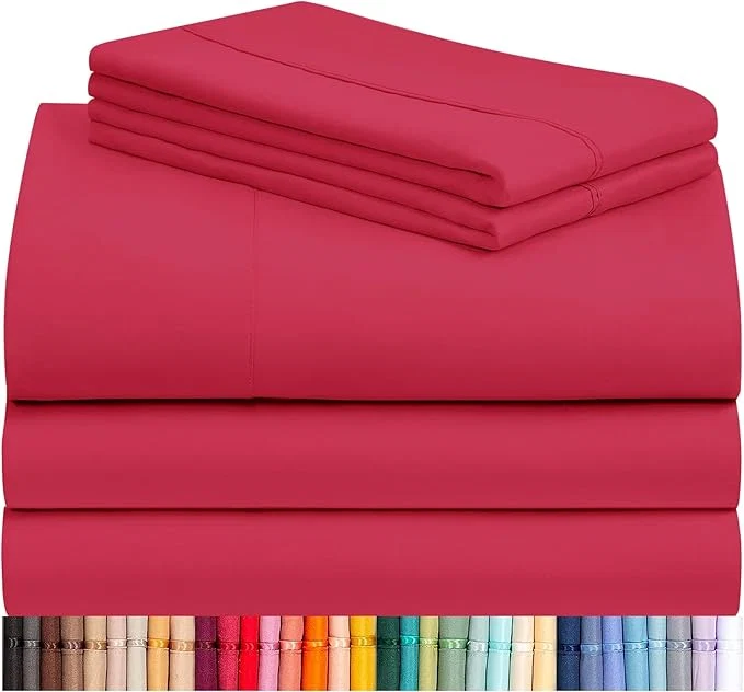 Specialty LuxClub 5 PC Sheet Set Bed Sheets Deep Pockets 16 quot Eco Friendly Wrinkle Cooling Machine Washable Hotel Bedding Silky Soft - Red Split King Proven