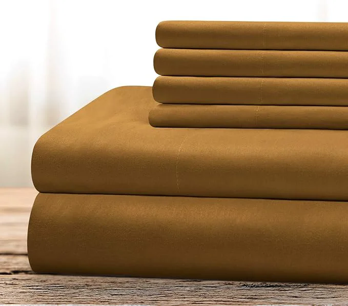 Environmentally Friendly BYSURE 6 Pieces Bed Sheets Set Full Mocha - Super Soft 1800 Thread Count Microfiber Sheets with Deep Pockets Wrinkle amp Fade Resistant Casual