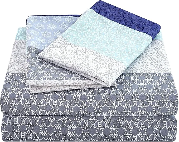 Proven JSD Striped Sheet Set Full Size 4 Piece Soft Printed Microfiber Sheet Set Extra Deep Pocket Fashionable