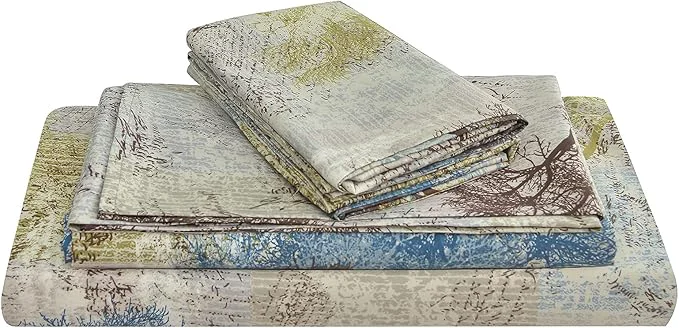 Proven JSD Rustic Print Sheet Set Queen Size 4 Piece Tree Pattern Soft Microfiber Bed Sheets Extra Deep Pocket Smooth