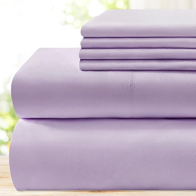 Breathable BYSURE 6 Pieces Bed Sheets Set King Lavender - Hotel Luxury Super Soft 1800 Thread Count Microfiber Sheets with Deep Pockets Wrinkle amp Fade Resistant Green