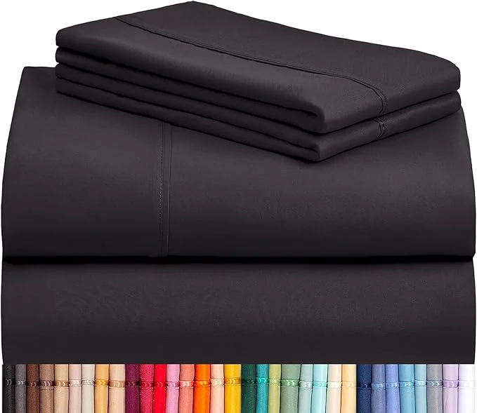 Recyclable LuxClub 4 PC California King Sheet Set Breathable Luxury Bed Sheets Deep Pockets 18 quot Wrinkle Cooling Sheets Machine Washable Hotel Bedding Silky Soft - Black Cal King Verified