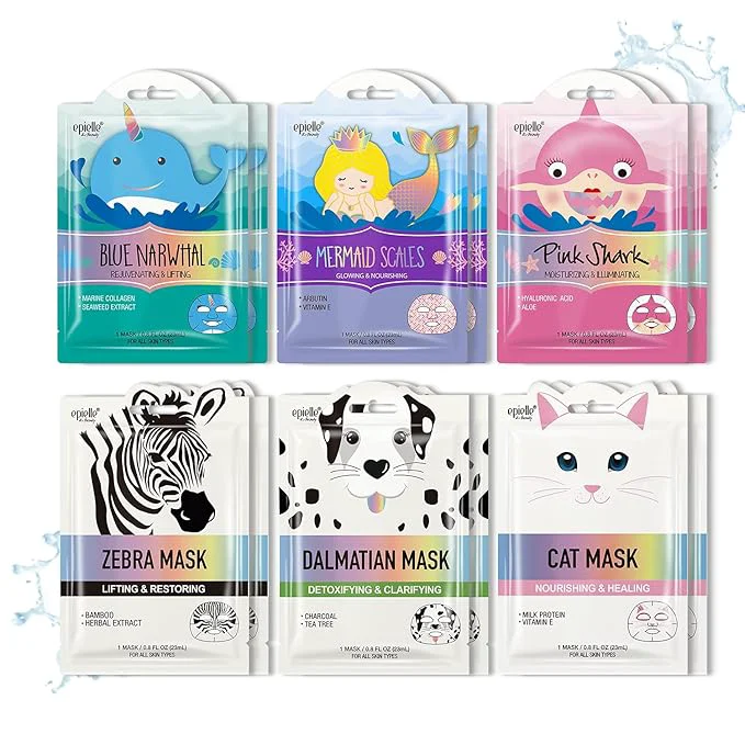 Authentic Epielle Character Face Mask Wave Wild 12 Pack Fun Effective Korean Skin Sophisticated