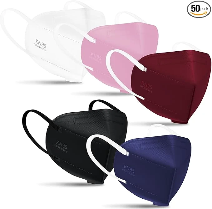 High-Grade TOPMAX KN95 Face Masks 50 Pack 5-Ply Breathable Filter Efficiency≥95 High-Performance