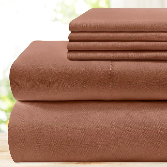Breathable BYSURE 6 Pieces Bed Sheets Set Full Chocolate Brown - Hotel Luxury Super Soft 1800 Thread Count Microfiber Sheets with Deep Pockets Wrinkle amp Fade Resistant