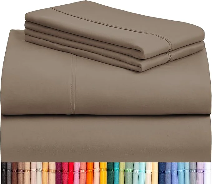 Superior LuxClub 4 PC Full Sheet Set Breathable Luxury Bed Sheets Deep Pockets 18 quot Wrinkle Cooling Bed Sheets Machine Washable Hotel Bedding Silky Soft - Dark Khaki Full Environmentally Friendly