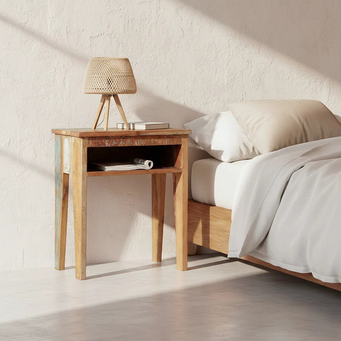 Trendy Scrapwood nachtkastje met 1 vak Expertly Made