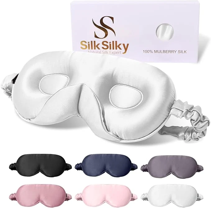 Convenient SilkSilky 22 Momme Mulberry Silk Sleep Mask – Upgraded 3D Contoured Eye Breathable