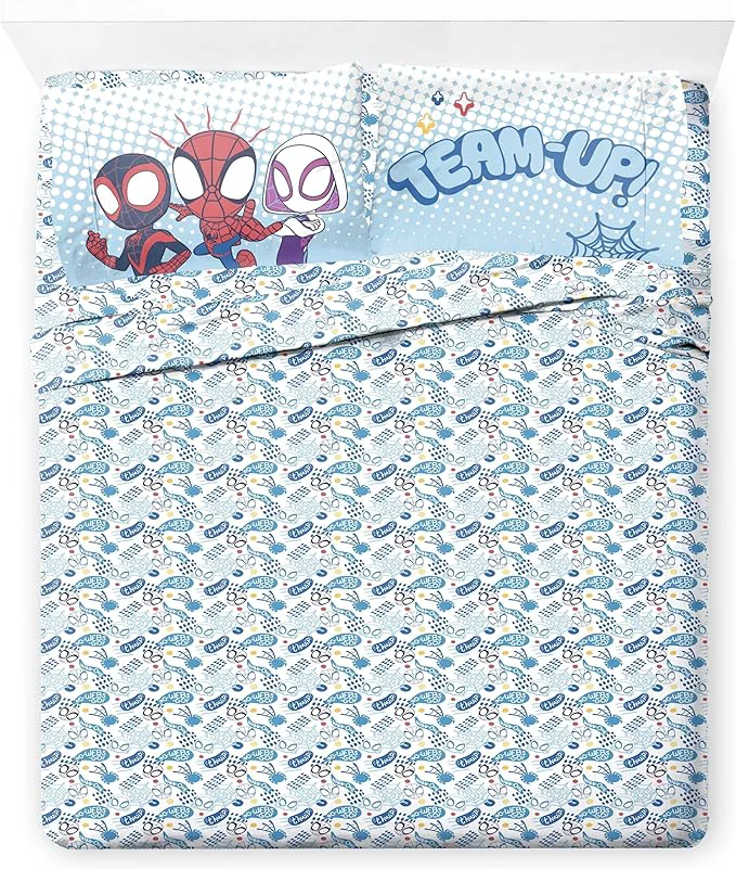 Exceptional Jay Franco Kids Sheet Set with Fitted Flat Sheets amp Pillow Cover - Ultra-Soft Bedding with Pillowcase for Room Decor Multi - Spidey amp Friends 4 Piece Queen Detailed