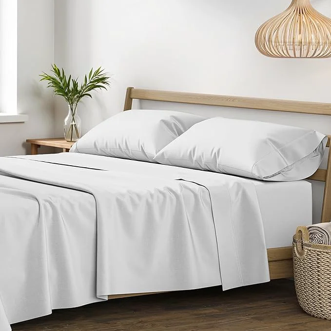 Long-Lasting XOOX Linen Egyptian Cotton King Size Sheets Set Modern