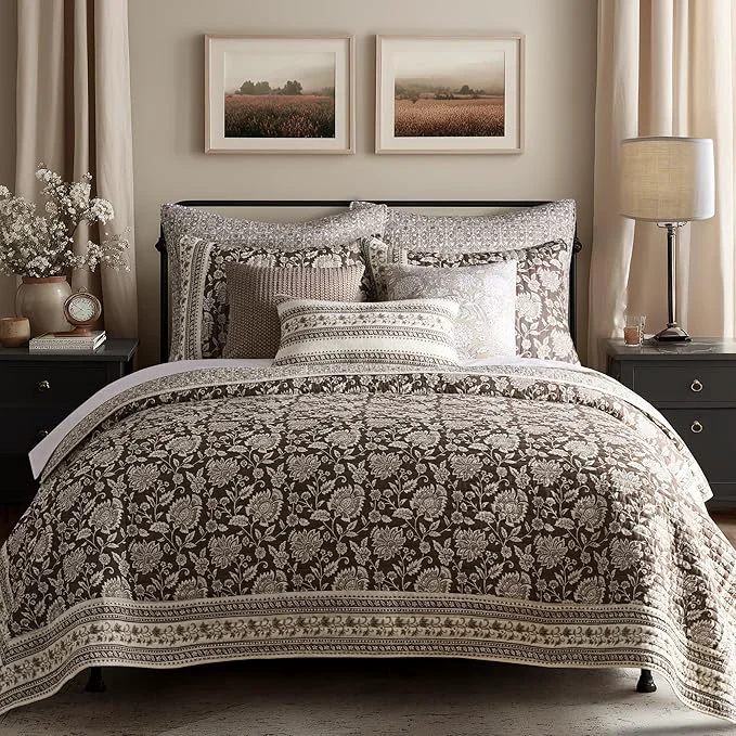 Environmentally Friendly Levtex Home Adare Cocoa Reversible King Cal King Quilt Set and 2 Pillow Shams Refined