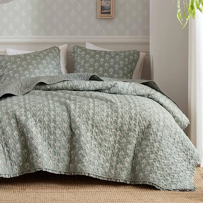 Advanced Madison Park Vintage Floral Quilt Set Queen Size Reversible Bedding Lightweight