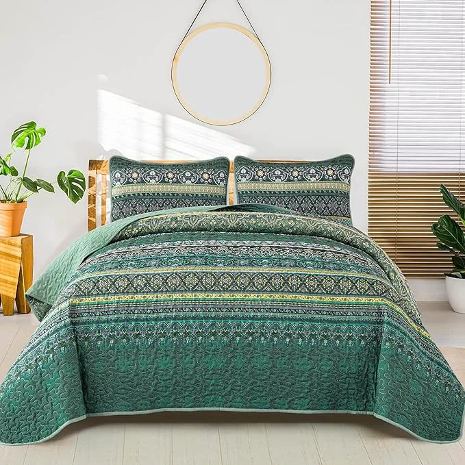 Exceptional WONGS BEDDING Boho Quilt King Size Lightweight Microfiber Bed Decor Bedspread Enhanced