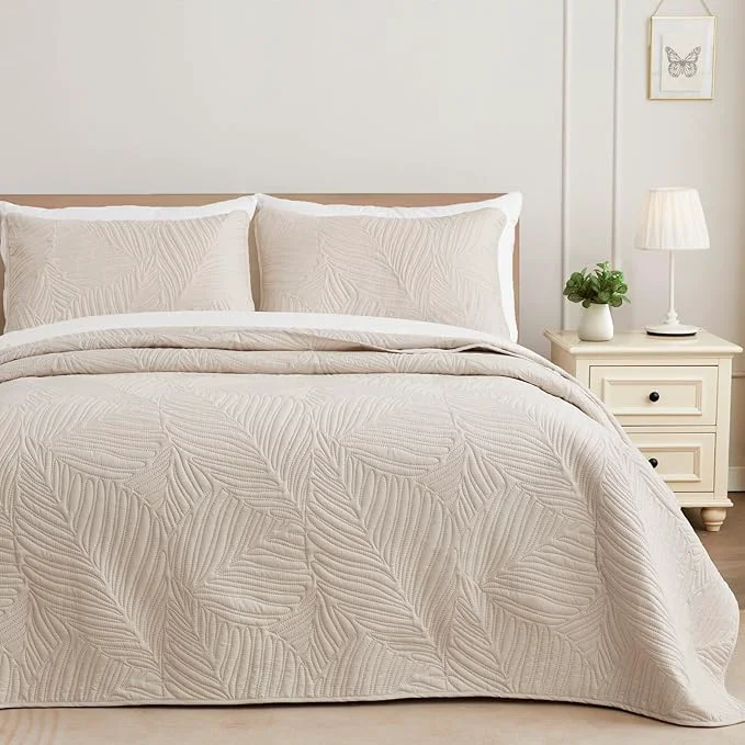 Contemporary Exclusivo Mezcla Queen Quilt Bedding Set Lightweight Brich Beige Quilts Queen Fine