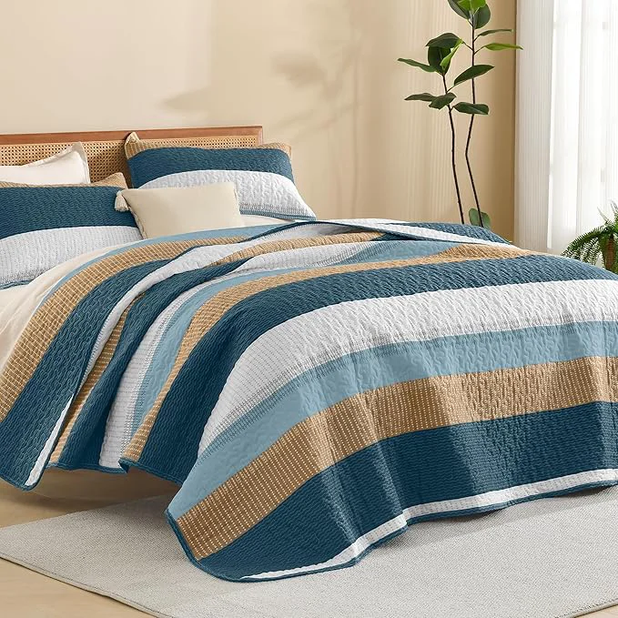 High-Grade Litanika Quilt King Size FBird Stripe Patchwork Summer Bedspread Coverlet 3 Expertly Made