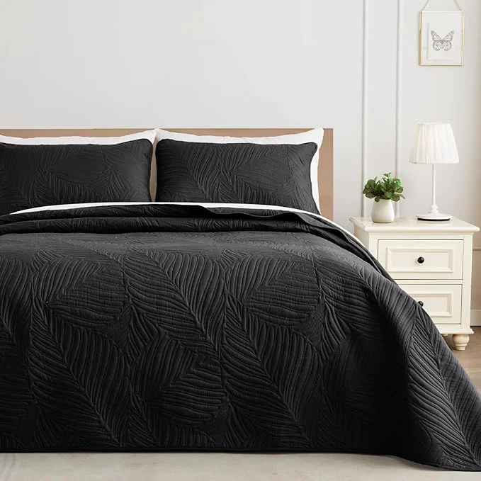 High-Quality Exclusivo Mezcla California King Quilt Bedding Set Lightweight Black Quilts Premium