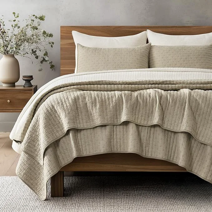 Advanced EVERGRACE Cross Stitch Pre-Washed Cotton Quilt Bedding Set King Size Oversized Carefully Designed