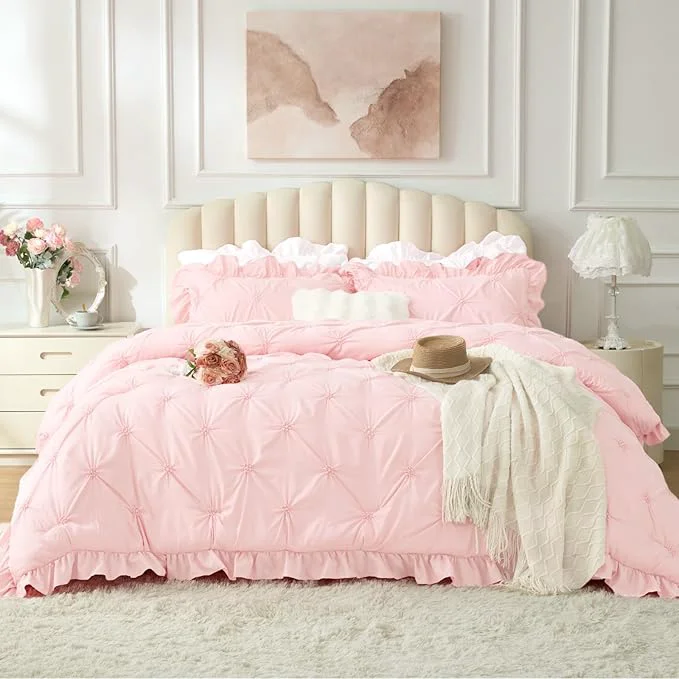 Dependable BEDELITE Baby Pink Comforter Set Queen Certified