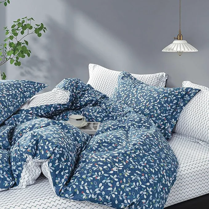 Quality LEMIROE Blue Floral Cotton Comforter Queen Size Detailed