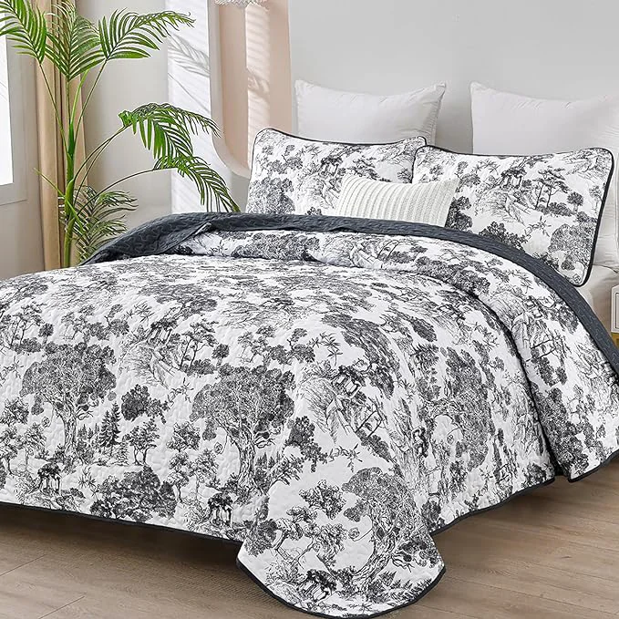 Efficient WONGS BEDDING Botanical Quilt Set King Size Crafted