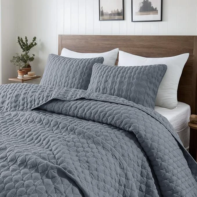 Fashionable WDCOZY Blue Twin Quilt Size Bedding Sets Exceptional
