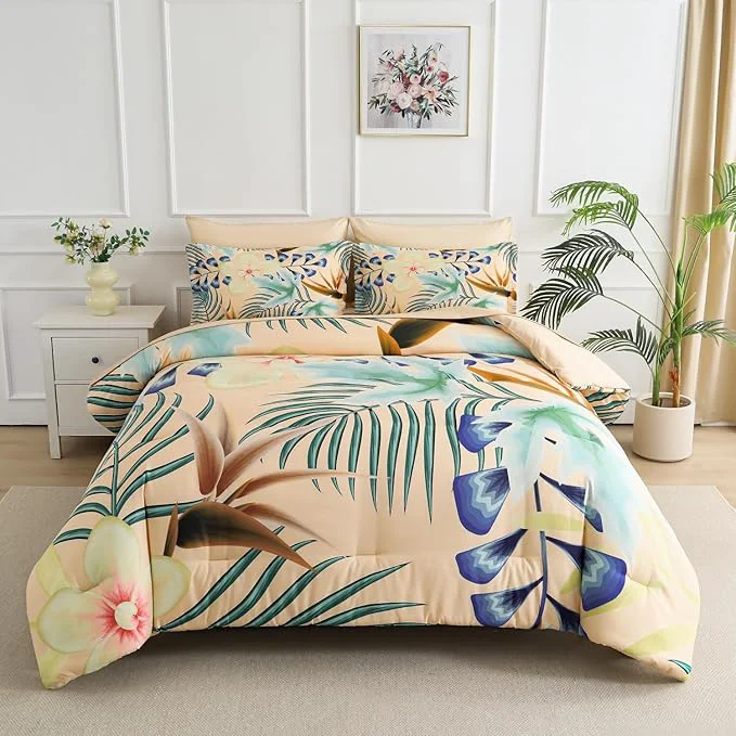 Organic Yogeneg 7 Piece Bed in a Bag King Size Comforter Set Khaki Bedding Set Durable