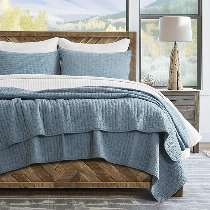 Innovative EVERGRACE x Kinsey Walsh Cross Stitch Pre-Washed Cotton Quilt Bedding Set King Solid