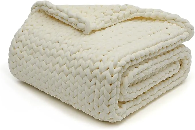 Elite YnM Velvet Weighted Blanket Handmade Chunky Knitted Design Soft and Cozy Quality