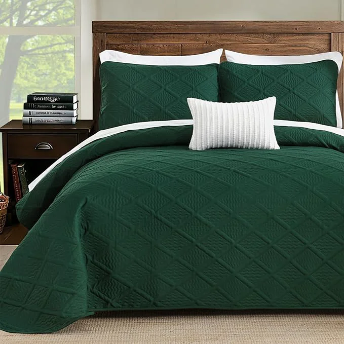 Official Yiran Quilts Queen Size Emerald Green Spring Summer Bedspread Bedding Set Outstanding