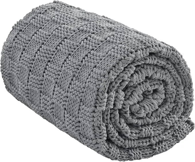 Artisan Knitted Weighted Blanket for Adult No Beads Heavy Blanket 48 x 72'' 15lbs Natural