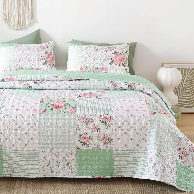 Dependable YIKUSH Quilt Sets Twin Size Floral Quilt Set 2 Pieces Bedding Set Bedspreads Functional