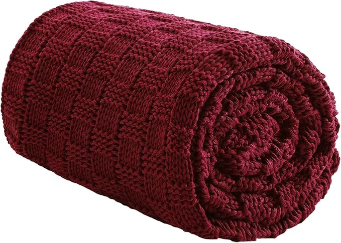 Classic Knitted Weighted Blanket for Adults Breathable Chunky Knit Blanket Cooling Soft