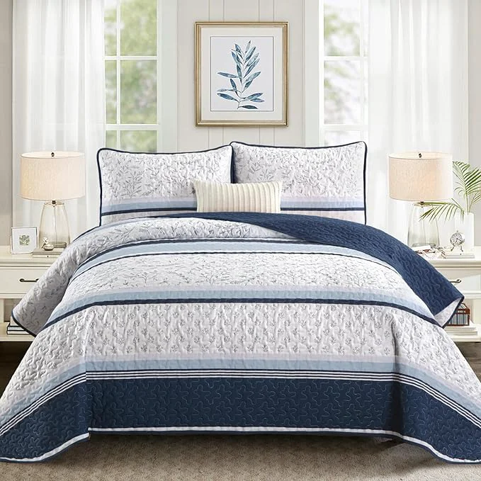 Smooth DJY Striped Quilt Set Queen Size Soft