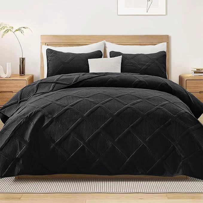 Trusted Exclusivo Mezcla Quilt Set Oversized King Size 3 Pieces Black Cal King Quilt Quality