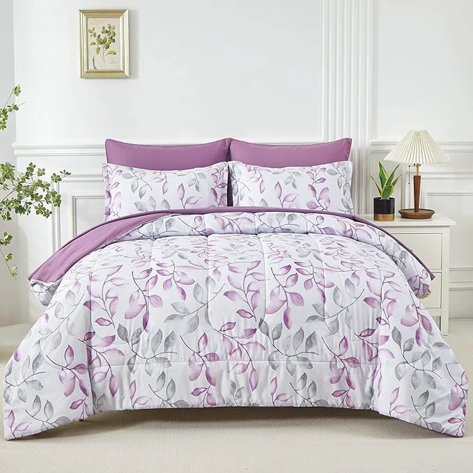 Casual Yogeneg Botanical King Szie Comforter Set 7 PCS Bed in a Bag Soft Microfiber Dependable