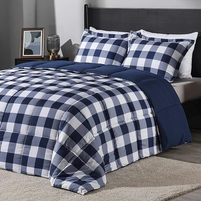 Top-Quality downluxe Lightweight Plaid Comforter Set Versatile