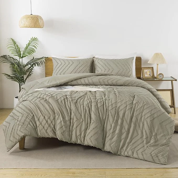 High-Grade Andency Oatmeal Comforter Set King Size Boho Soft Warm Tufted Bedding User-Friendly