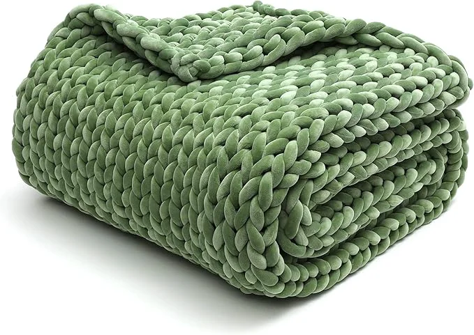 Flexible YnM Velvet Weighted Blanket Handmade Chunky Knitted Design Soft and Cozy Functional