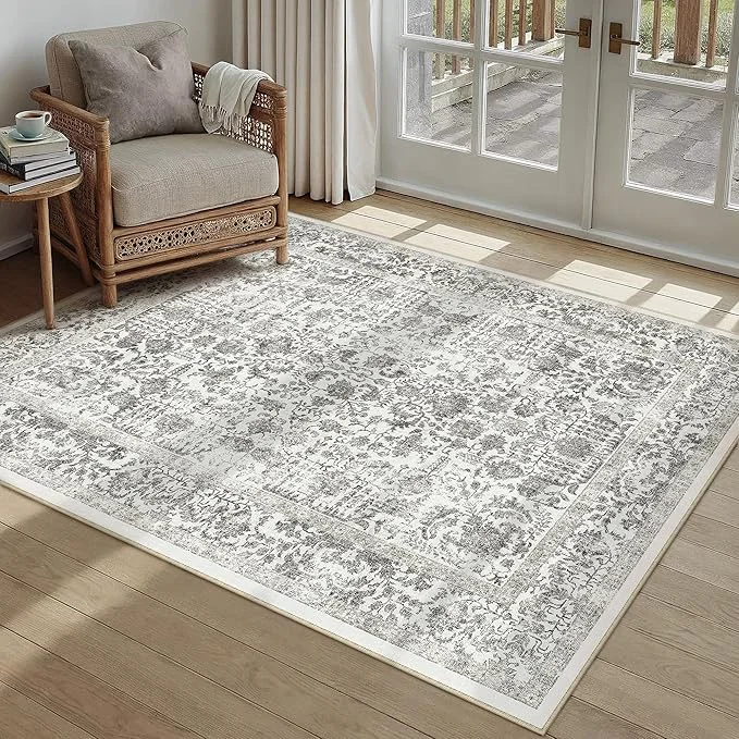 Powerful Black Area Rug 4x6 Office Entryway Rug Machine Washable Kitchen Vintage Efficient
