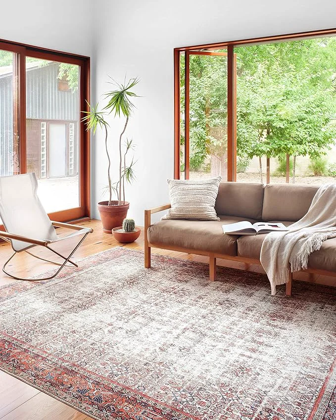 Clean Loloi Layla Collection LAY-12 Ivory Brick 3'-6 x 5'-6 .13 Thick Accent Rug Modern