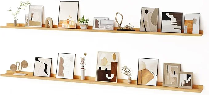 Fine Floating Picture Ledge Shelves for Wall Set of 2 84 Inches Picture Ledge Shelf Fine Crafted