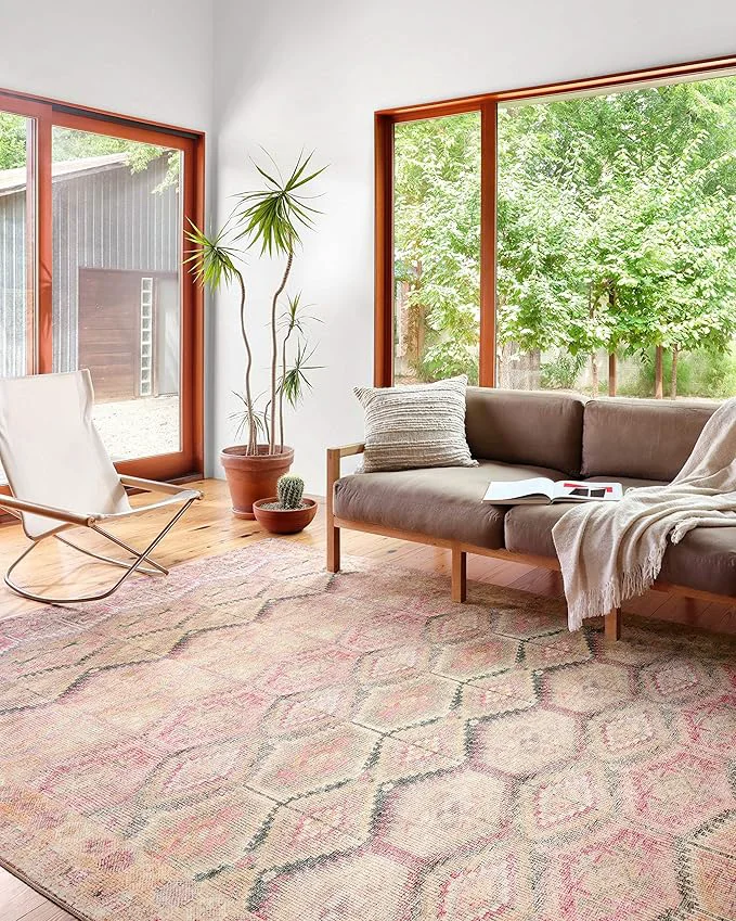 Trendy Loloi Layla Collection LAY-17 Pink Lagoon 2'-6 x 7'-6 .13 Thick Runner Rug Luxury